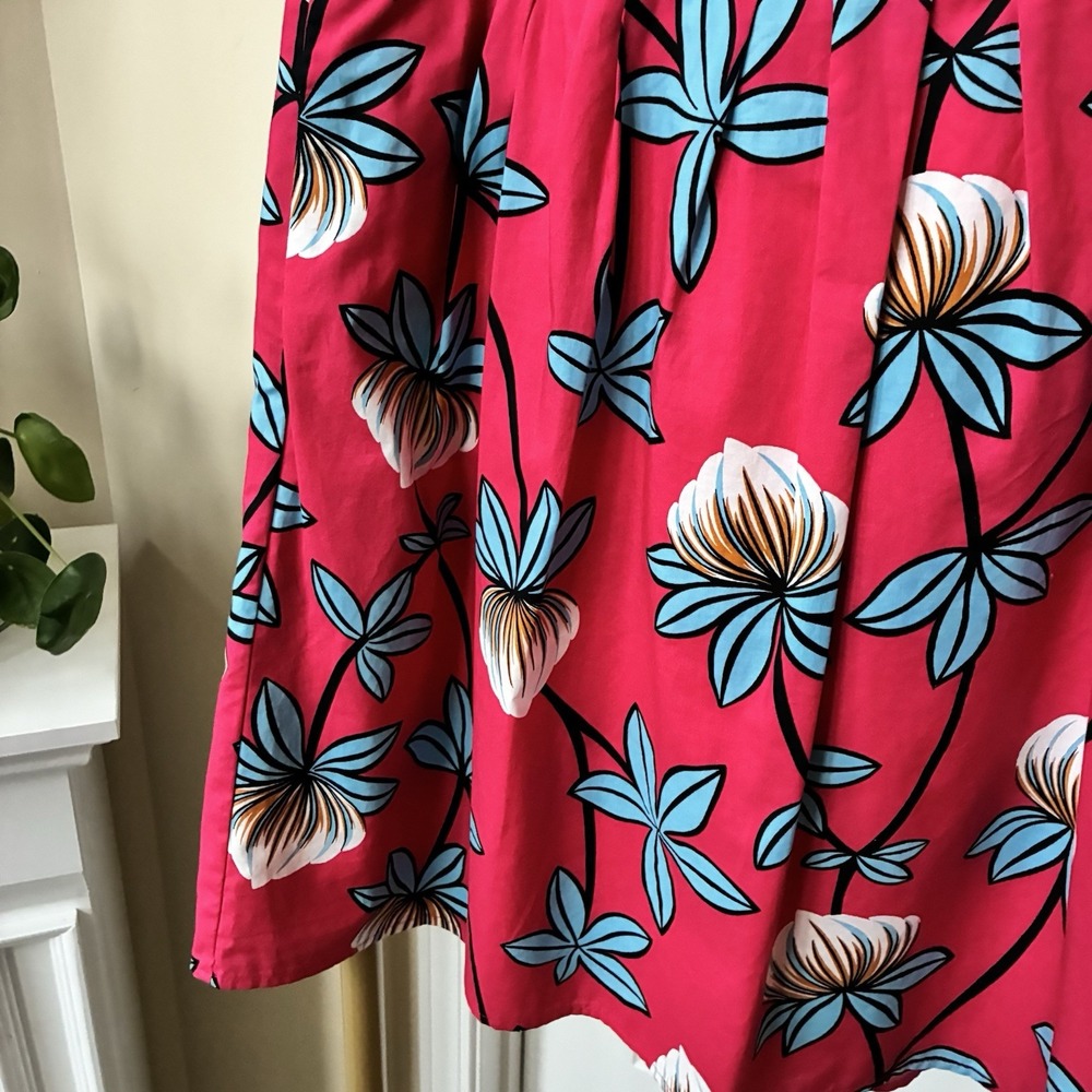 Ann Taylor Factory Pink Floral Pleated A-Line Skirt - Size 4 EUC - Picture 4 of 10